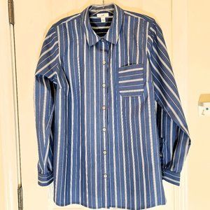 J. Jill Long Sleeve Button Up Menswear Shirt Sz M